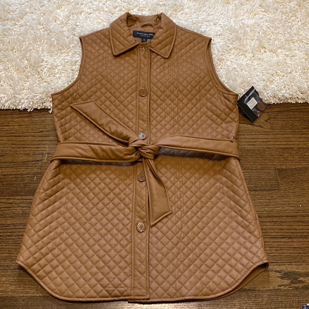 NWT Marc New York Faux leather Quilted Style Vest with pockets SIZE SMALL